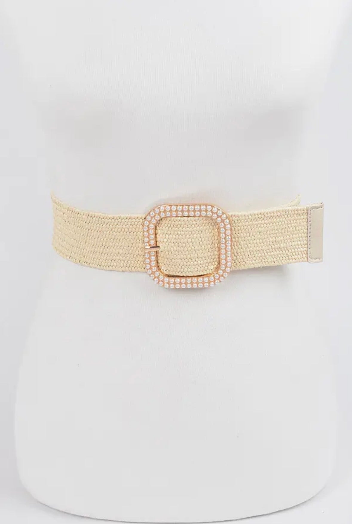 Weaved Pearl Buckle Belt