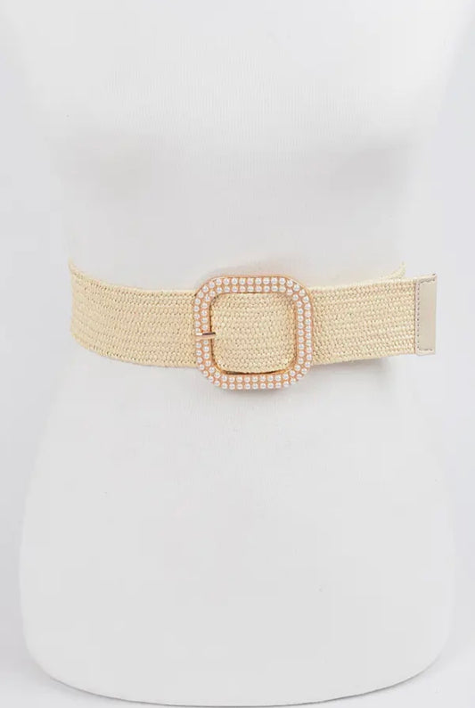 Weaved Pearl Buckle Belt