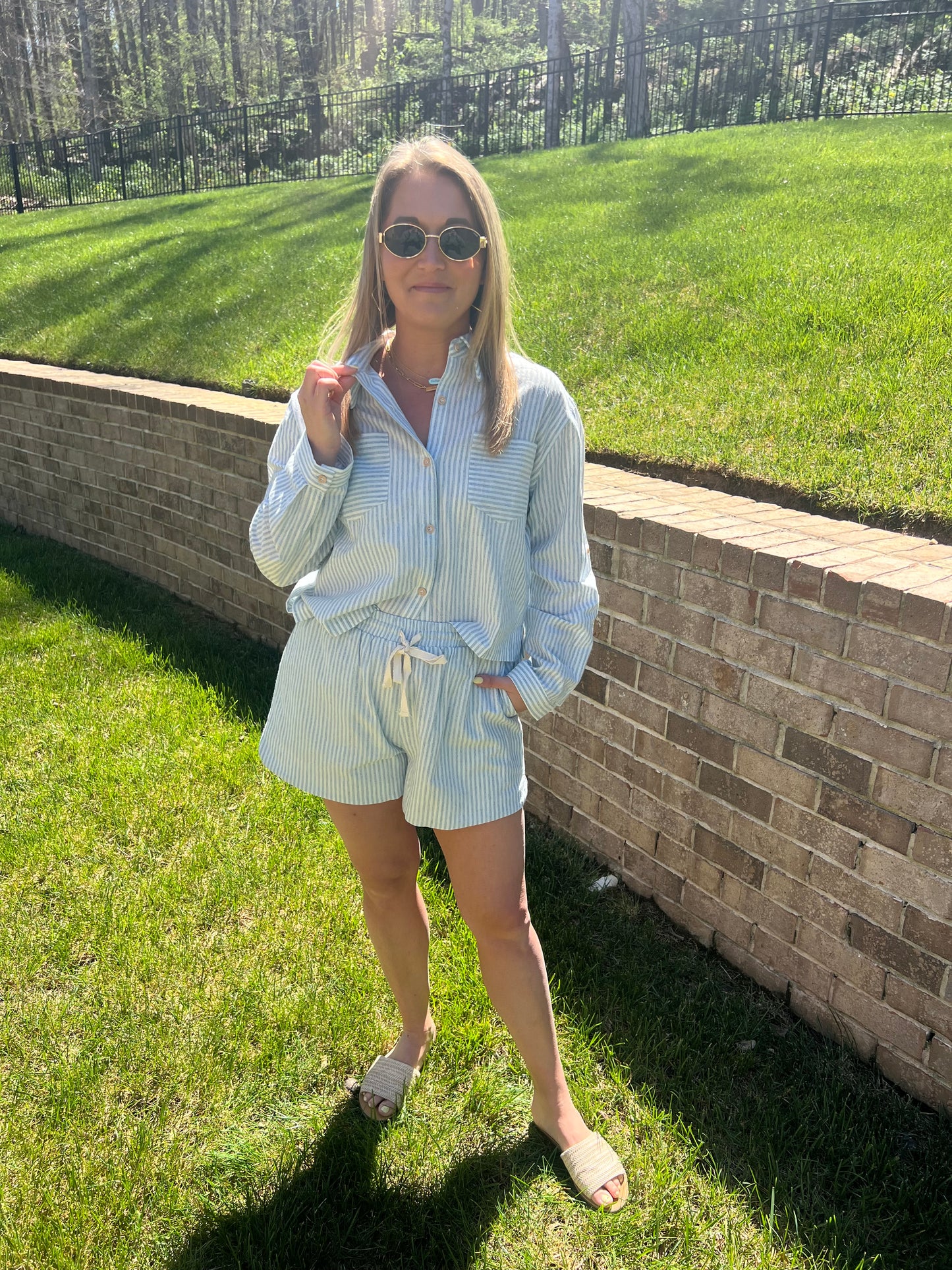 Lupine Linen Cropped Shirt and Shorts Sets