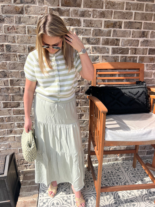 Lantana Pistachio Green Maxi Skirt