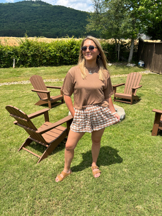 Bracken Fern Gingham Check Shorts