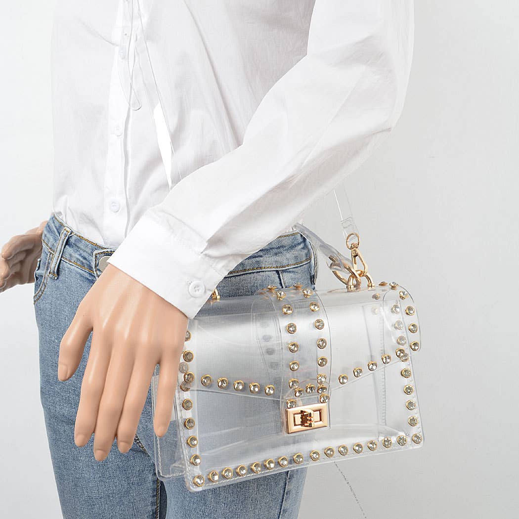 Francesca Rhinestone Clear Crossbody Purse