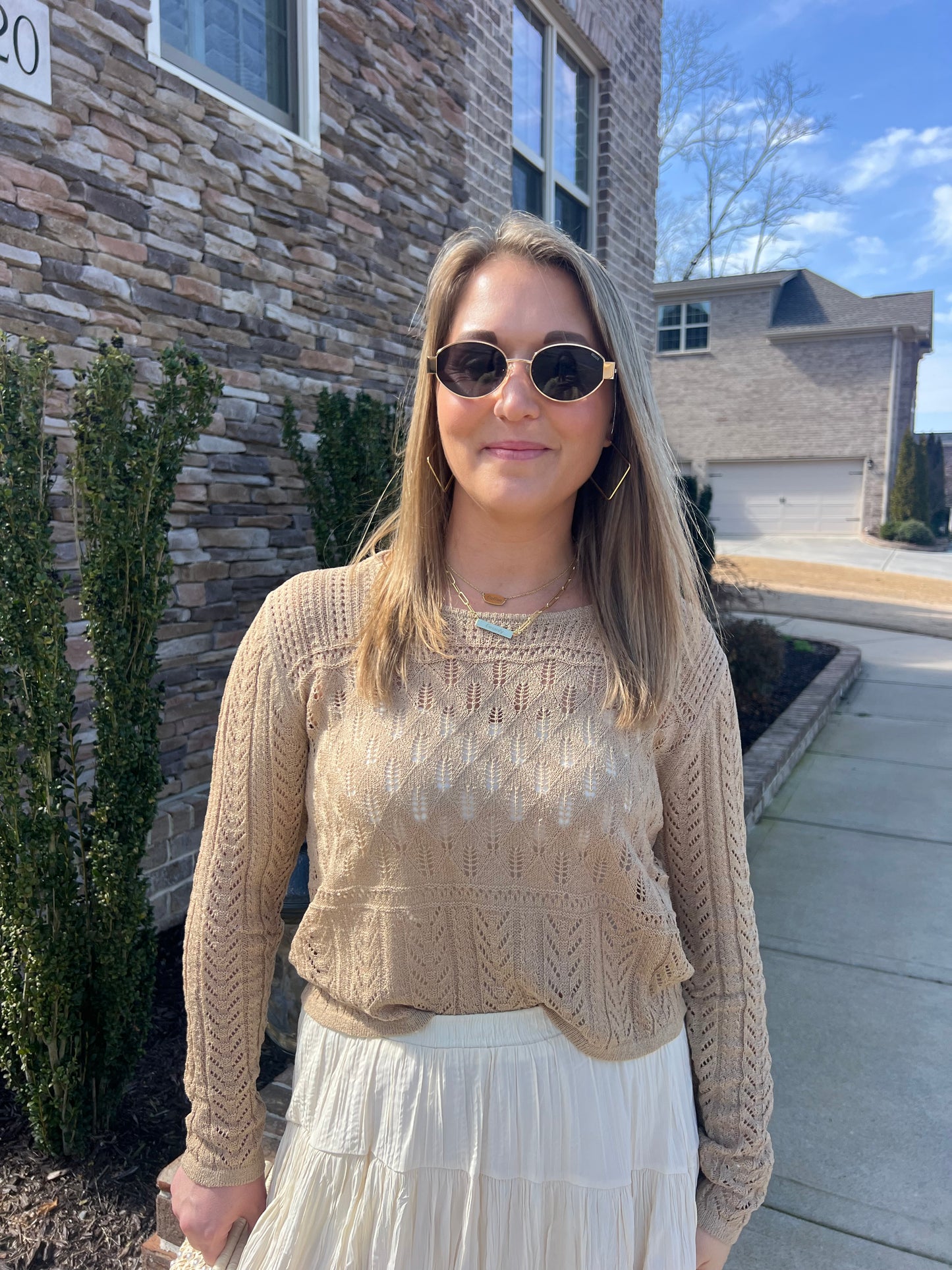 Hellobore Pointelle Pullover Top