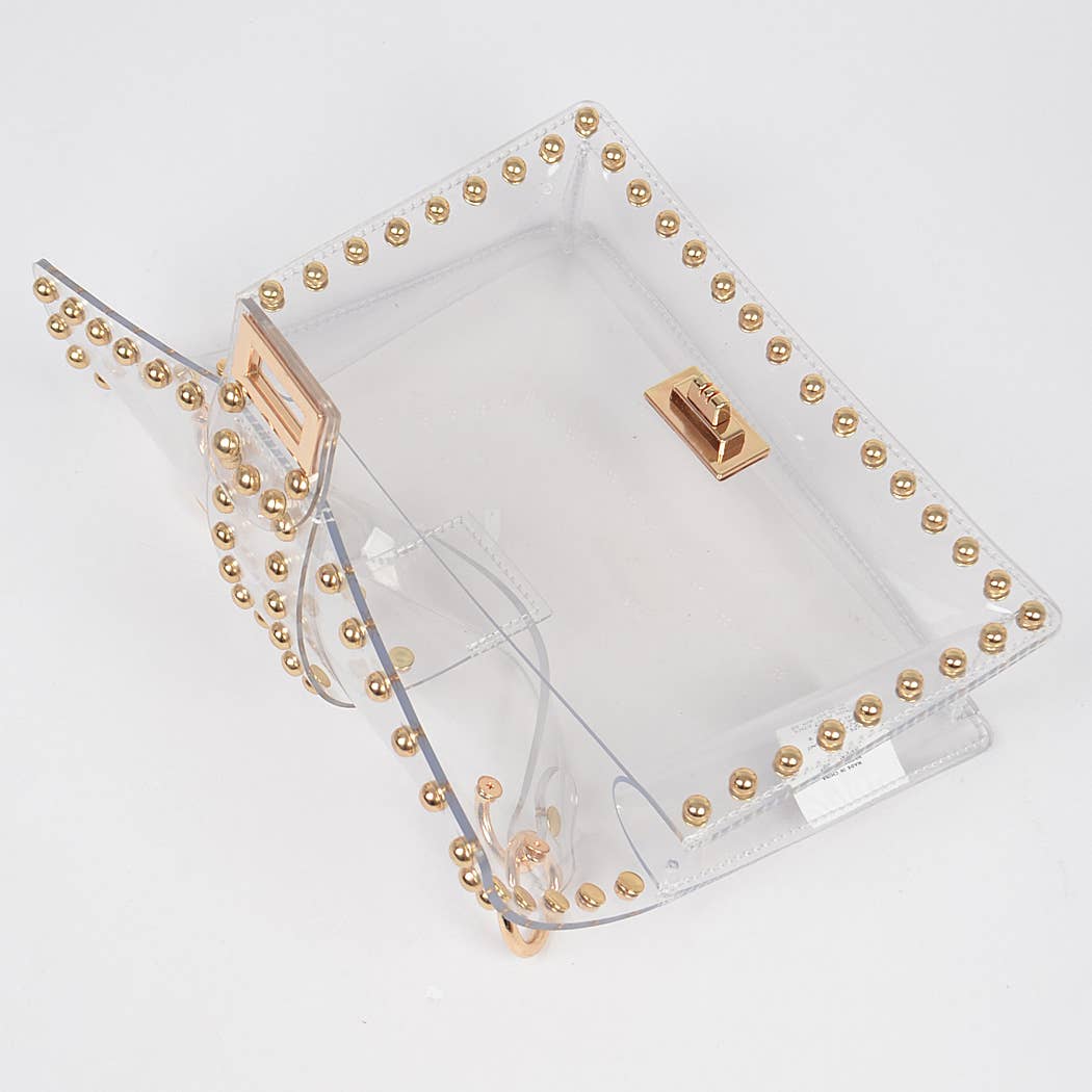 Georgia Round Metal Studded Clear Crossbody Bag