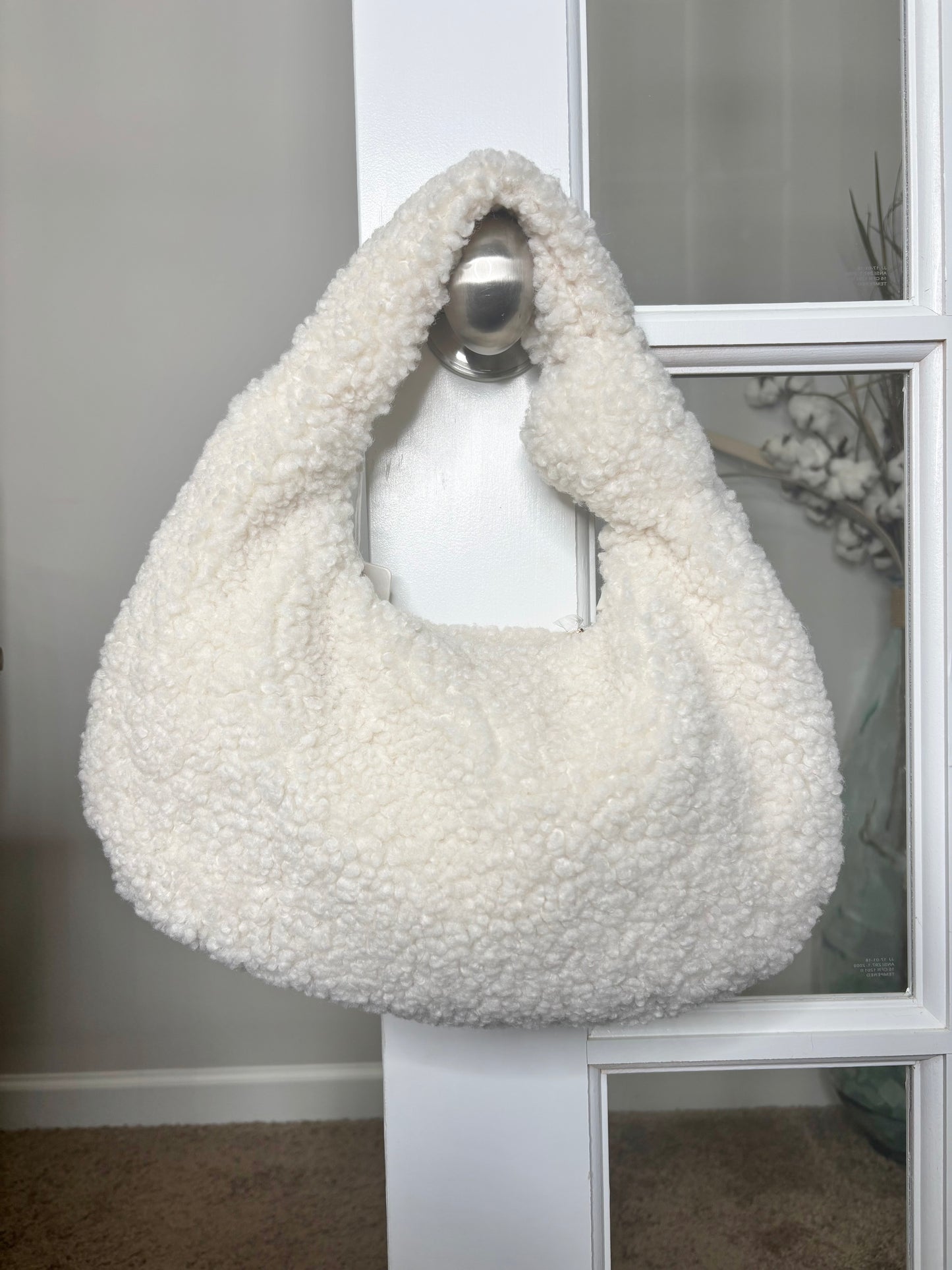 Abbey Knotted Handle Sherpa Hobo Bag