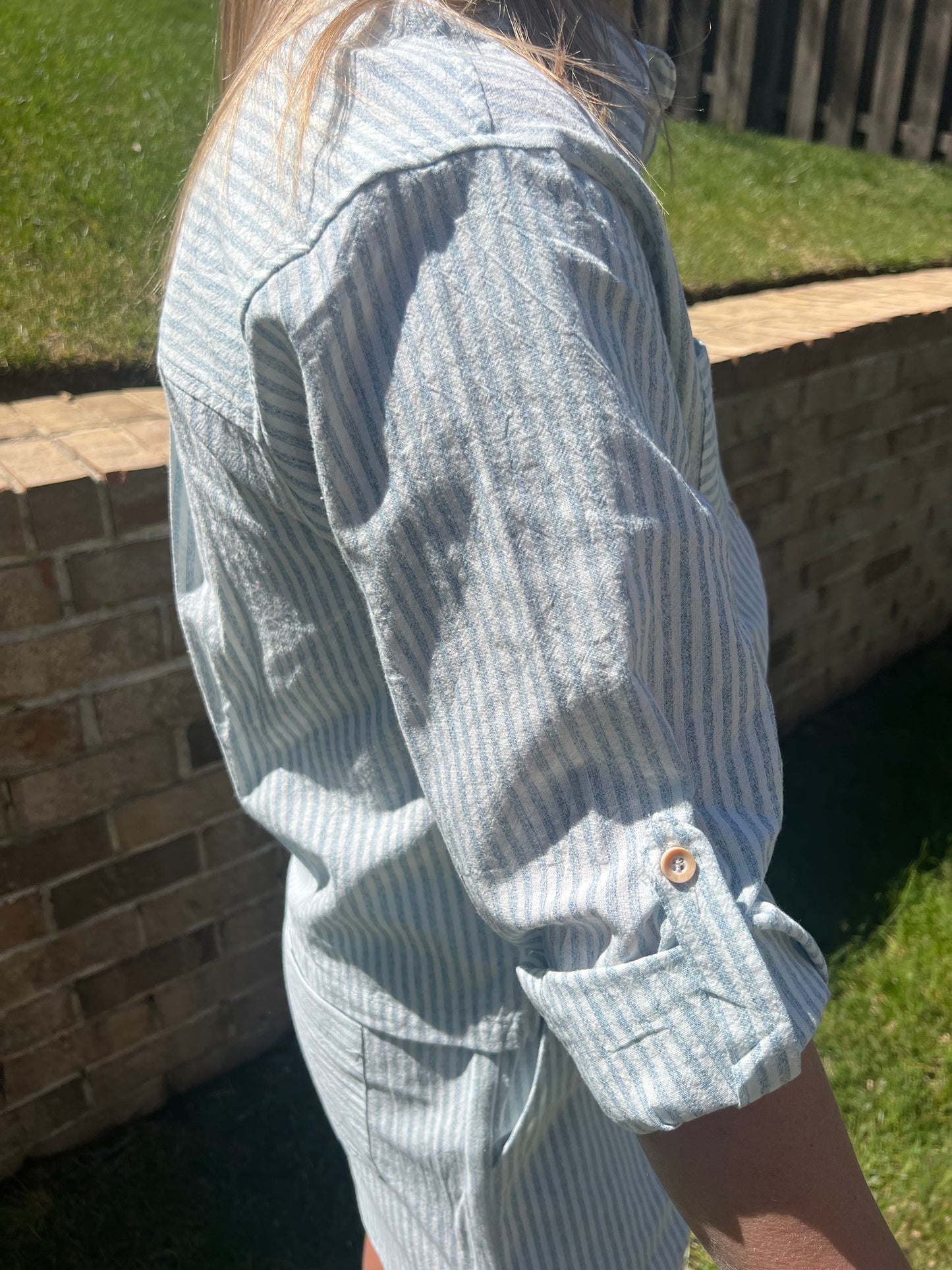 Lupine Linen Cropped Shirt and Shorts Sets