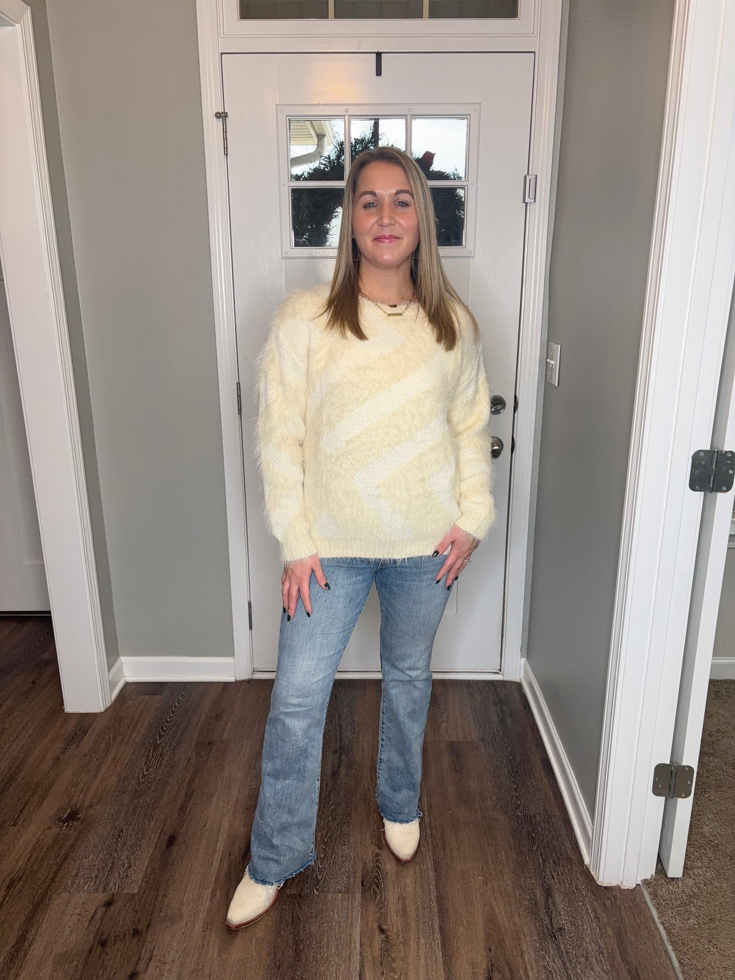 Frangipani Faux Fur Sweater