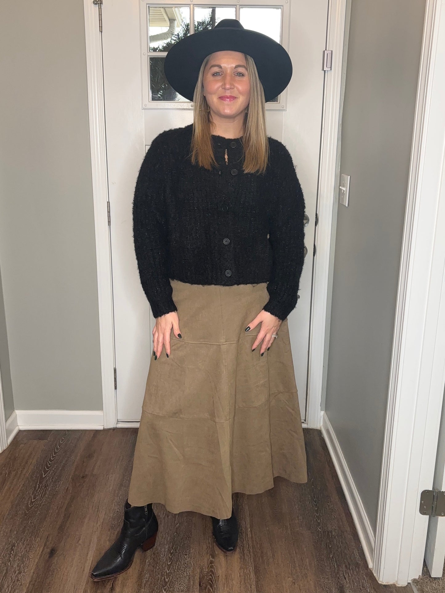 Sourwood Suede A-line Maxi Skirt