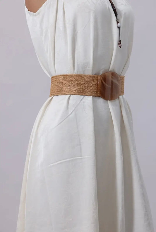 Eco Chic Woven Belt with Oversized Buckle