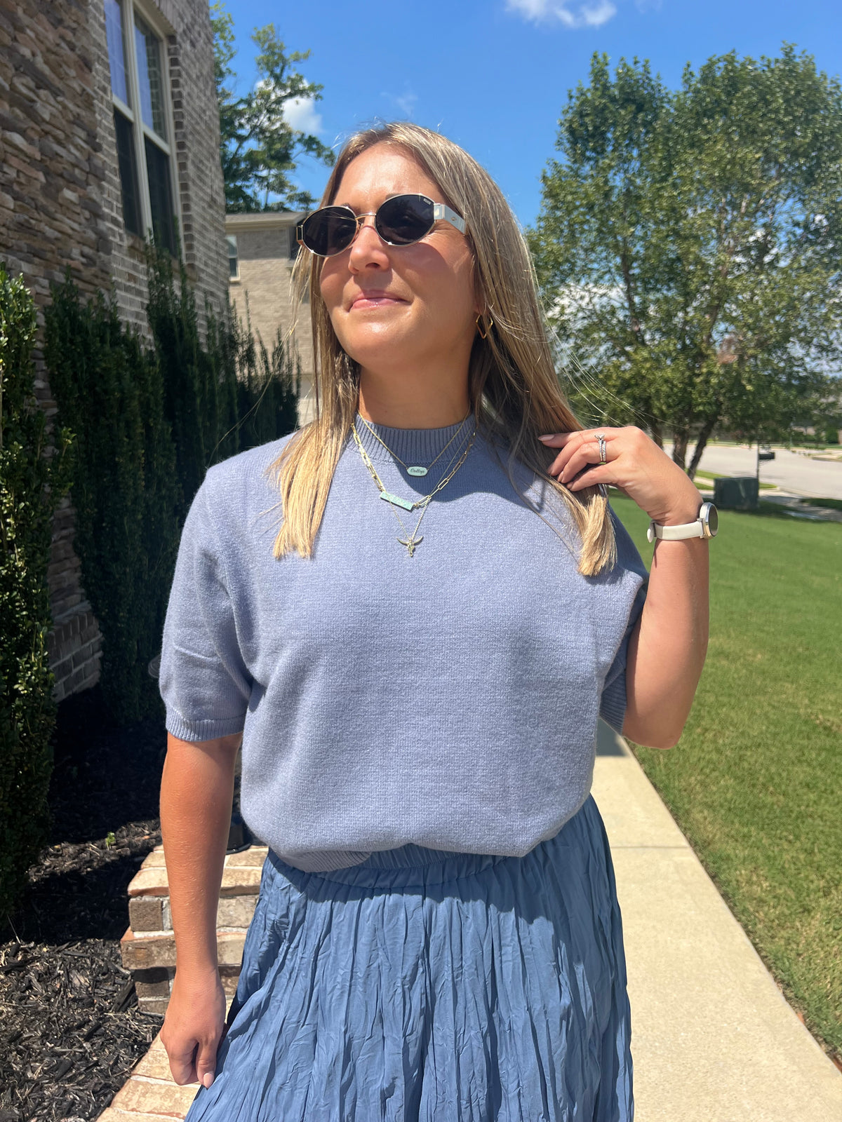 Lobelia Wedgewood Short Sleeve Sweater