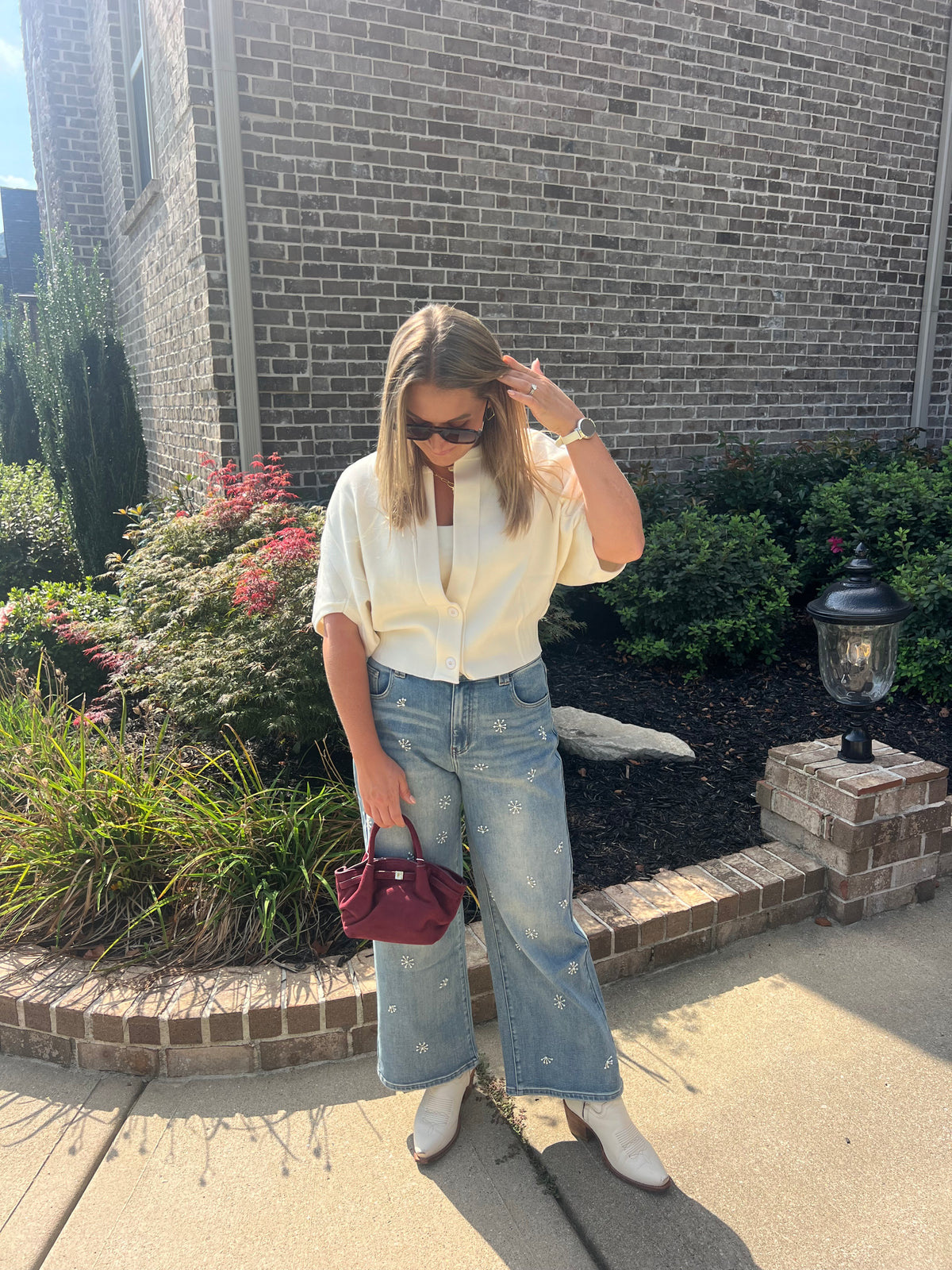 Winter Aconite Two Button Short Sleeve Cardigan
