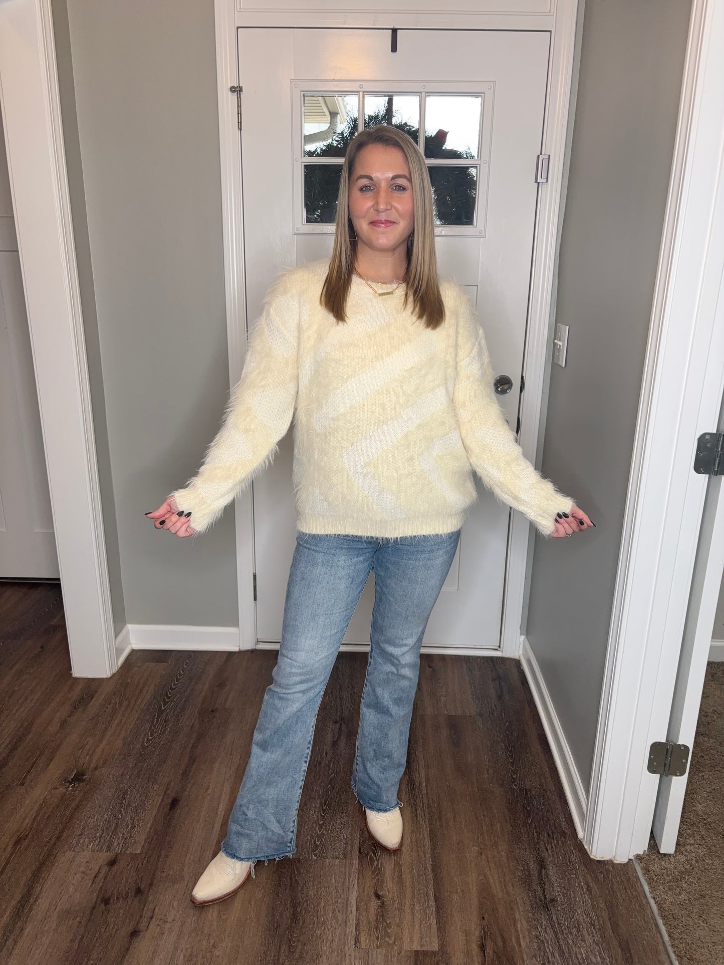 Frangipani Faux Fur Sweater