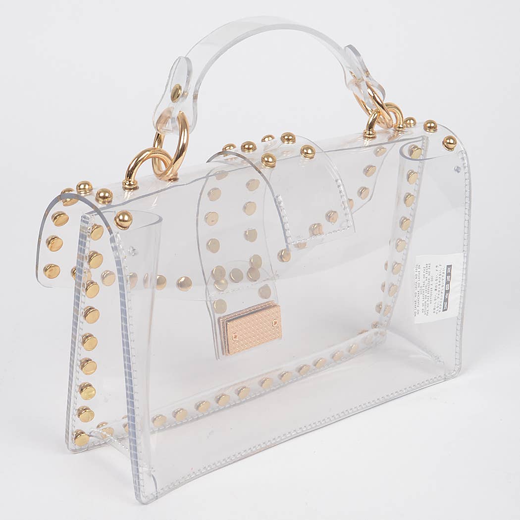 Georgia Round Metal Studded Clear Crossbody Bag
