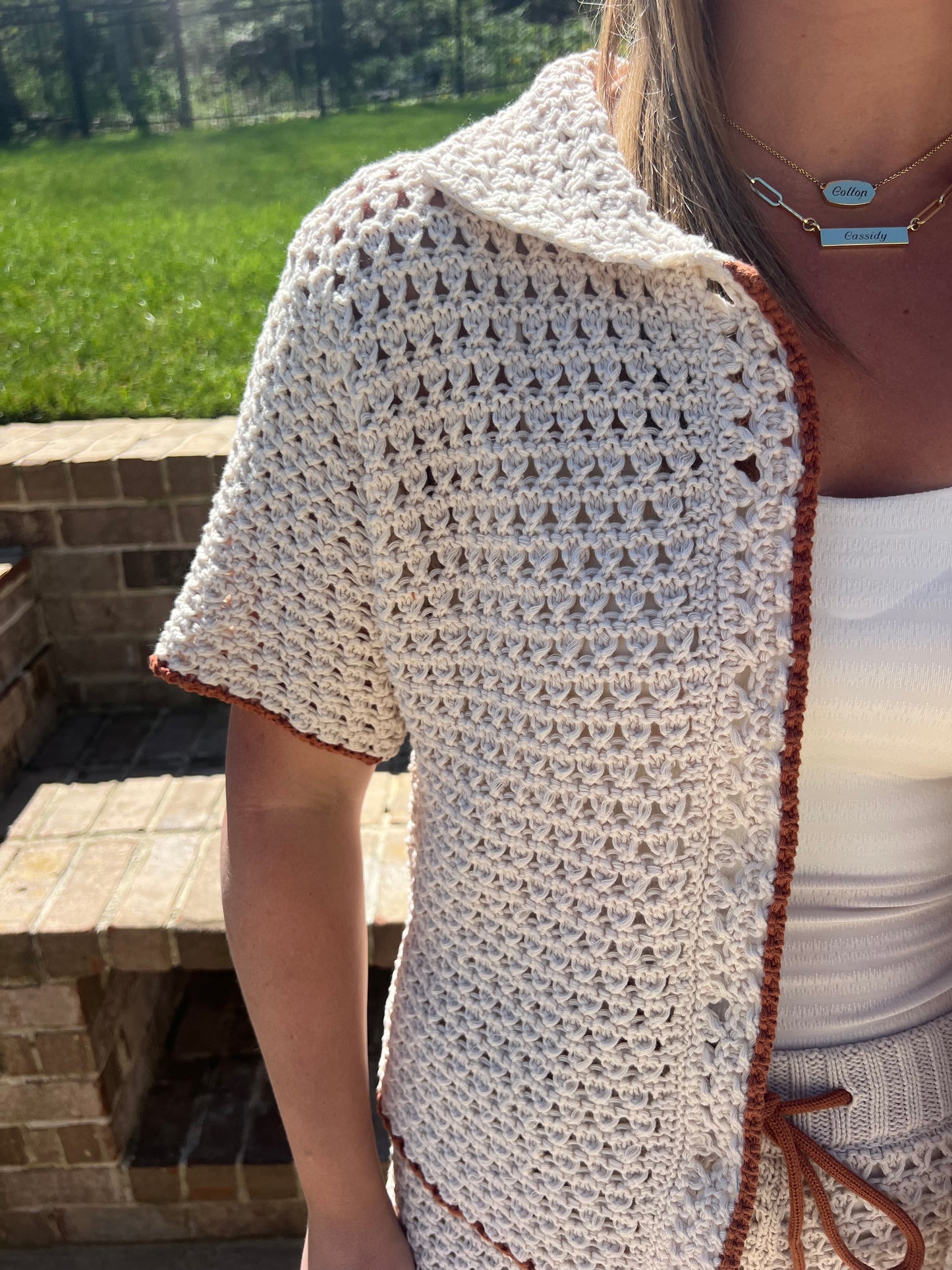 Capucine Color Stitch Crochet Shorts Set