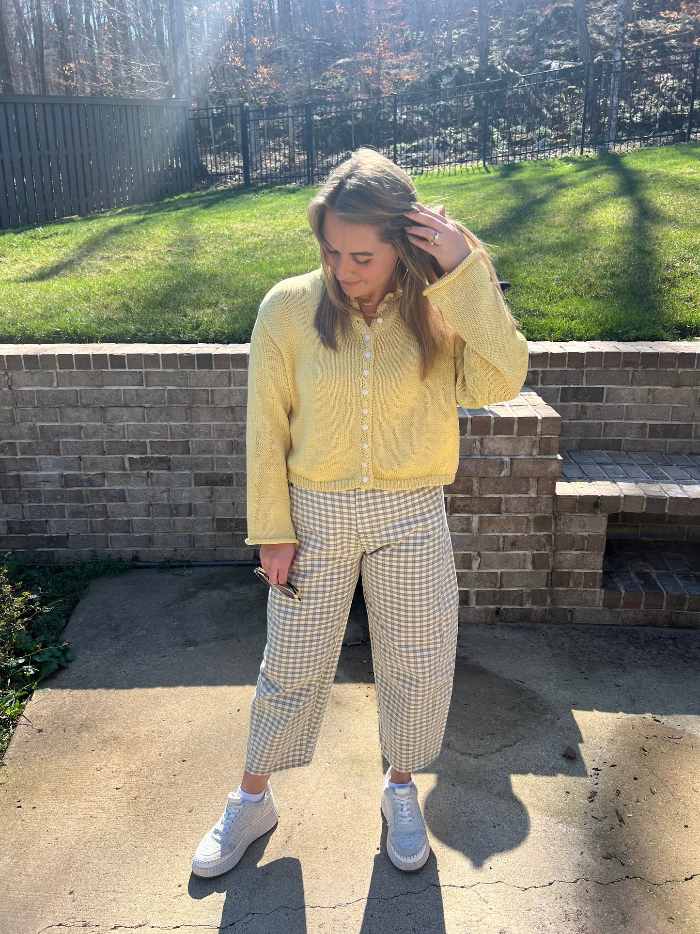 Lisianthus Mini Checked Barrel Pants