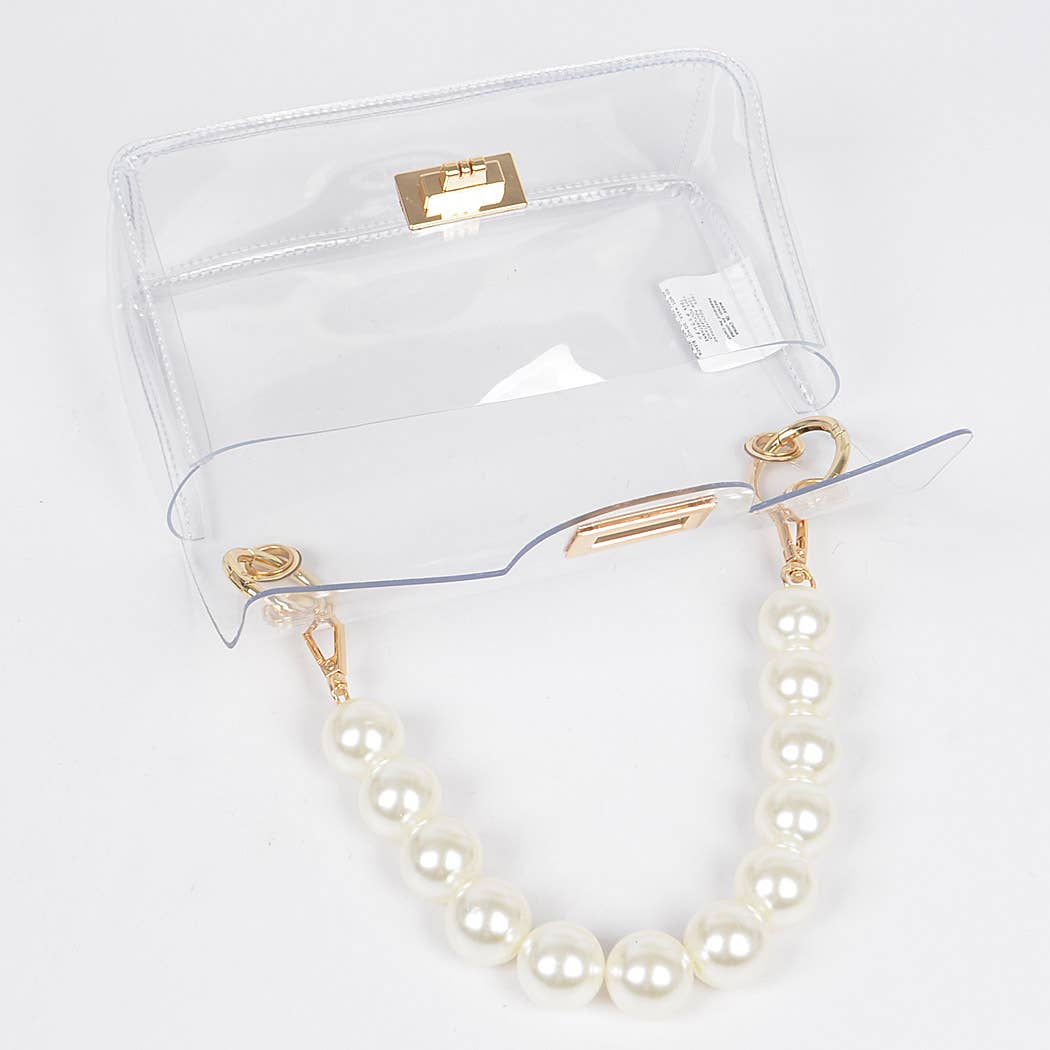 Julia Transparent Clutch W/ Pearl Handle