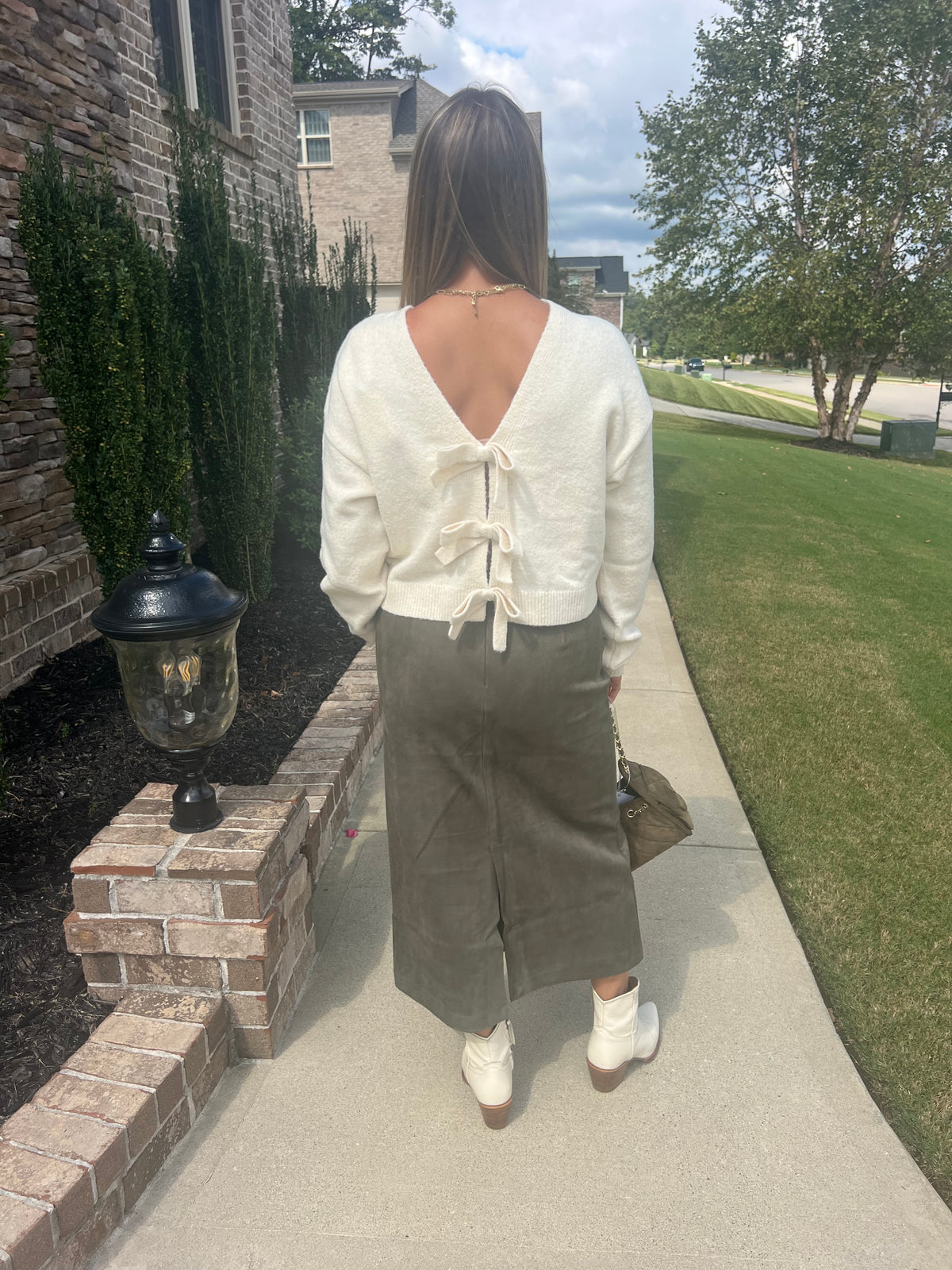 Pachysandra Suede Straight Skirt