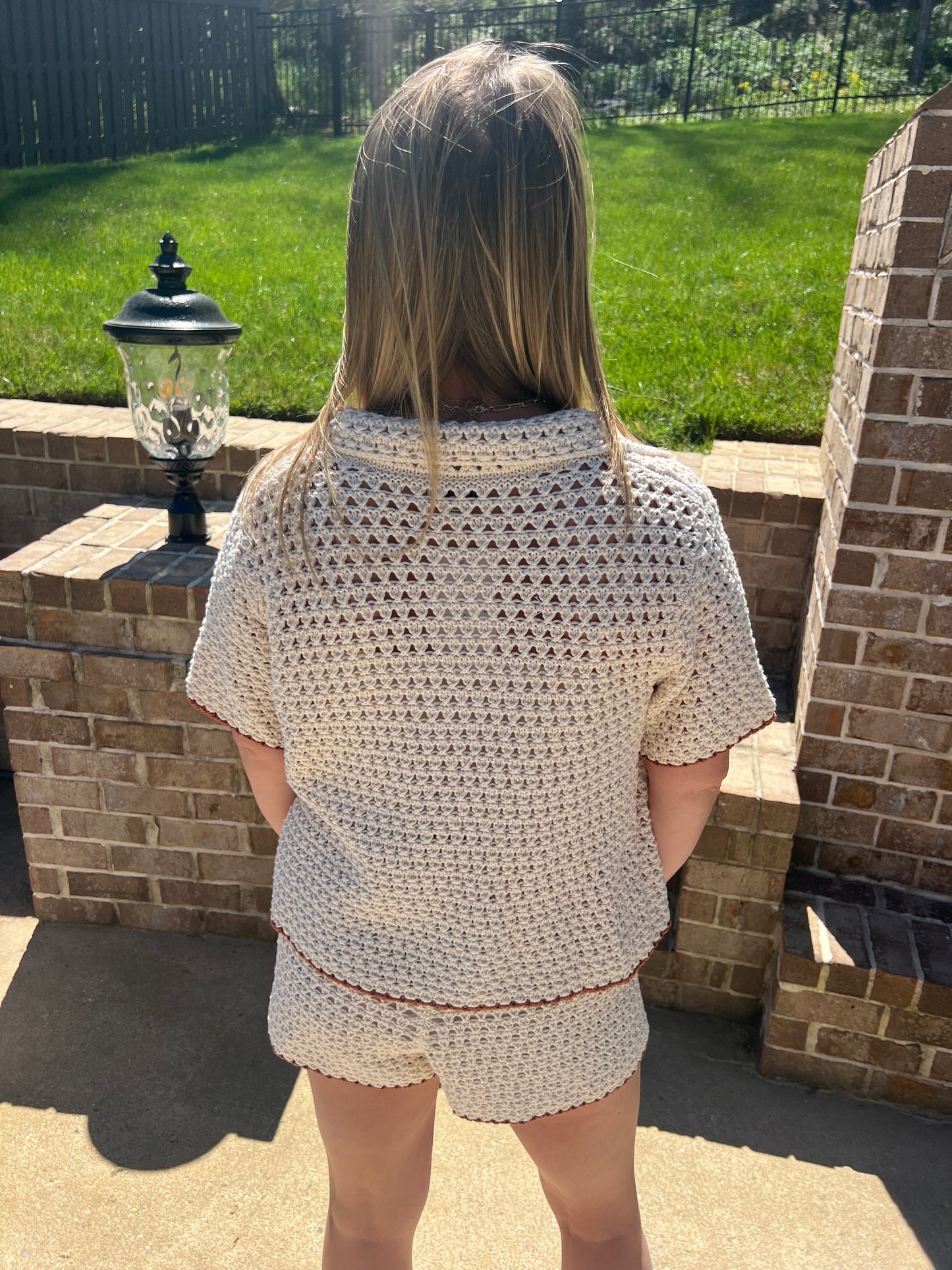 Capucine Color Stitch Crochet Shorts Set