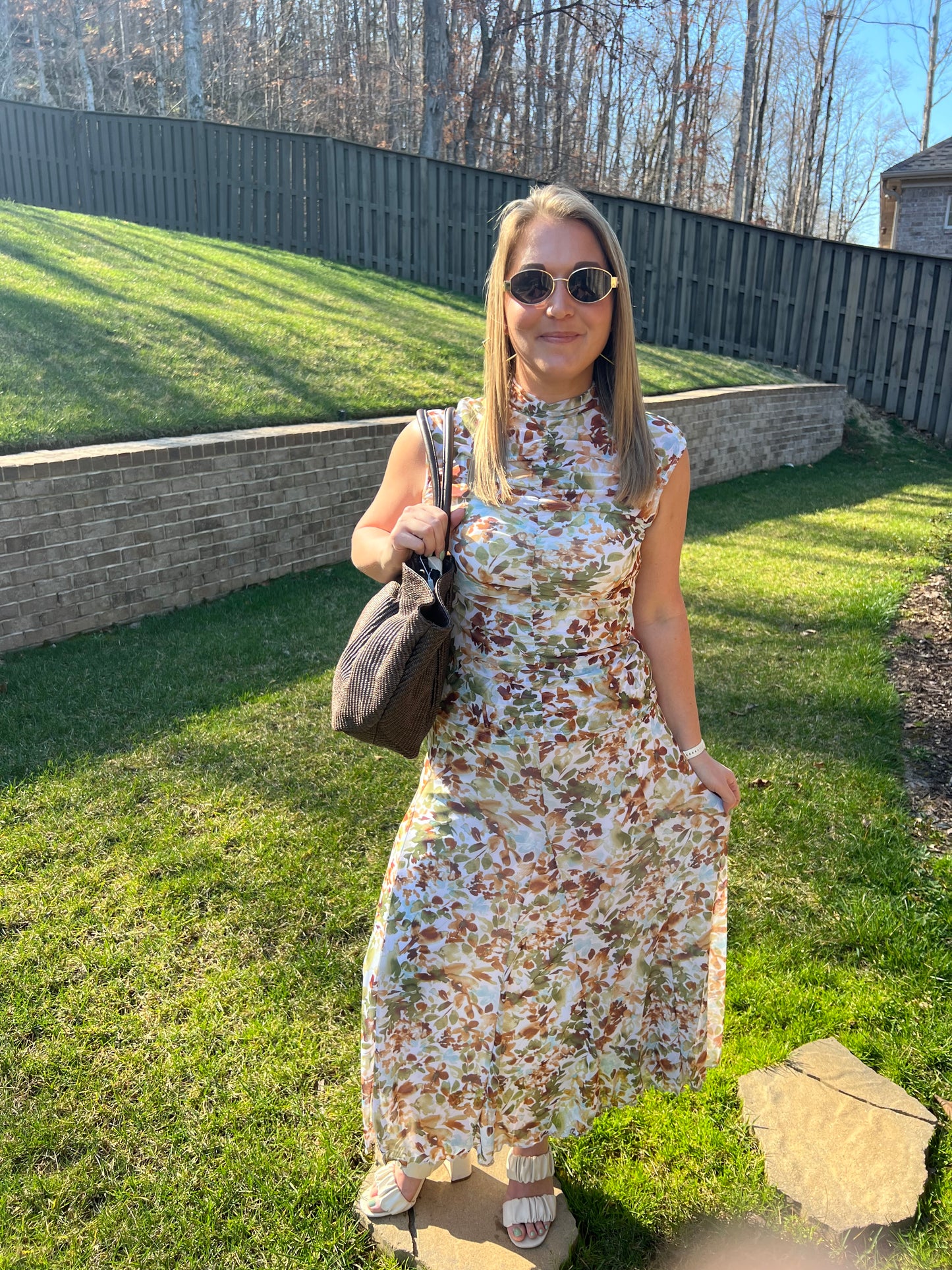 Caladium Floral Mesh Maxi Skirt