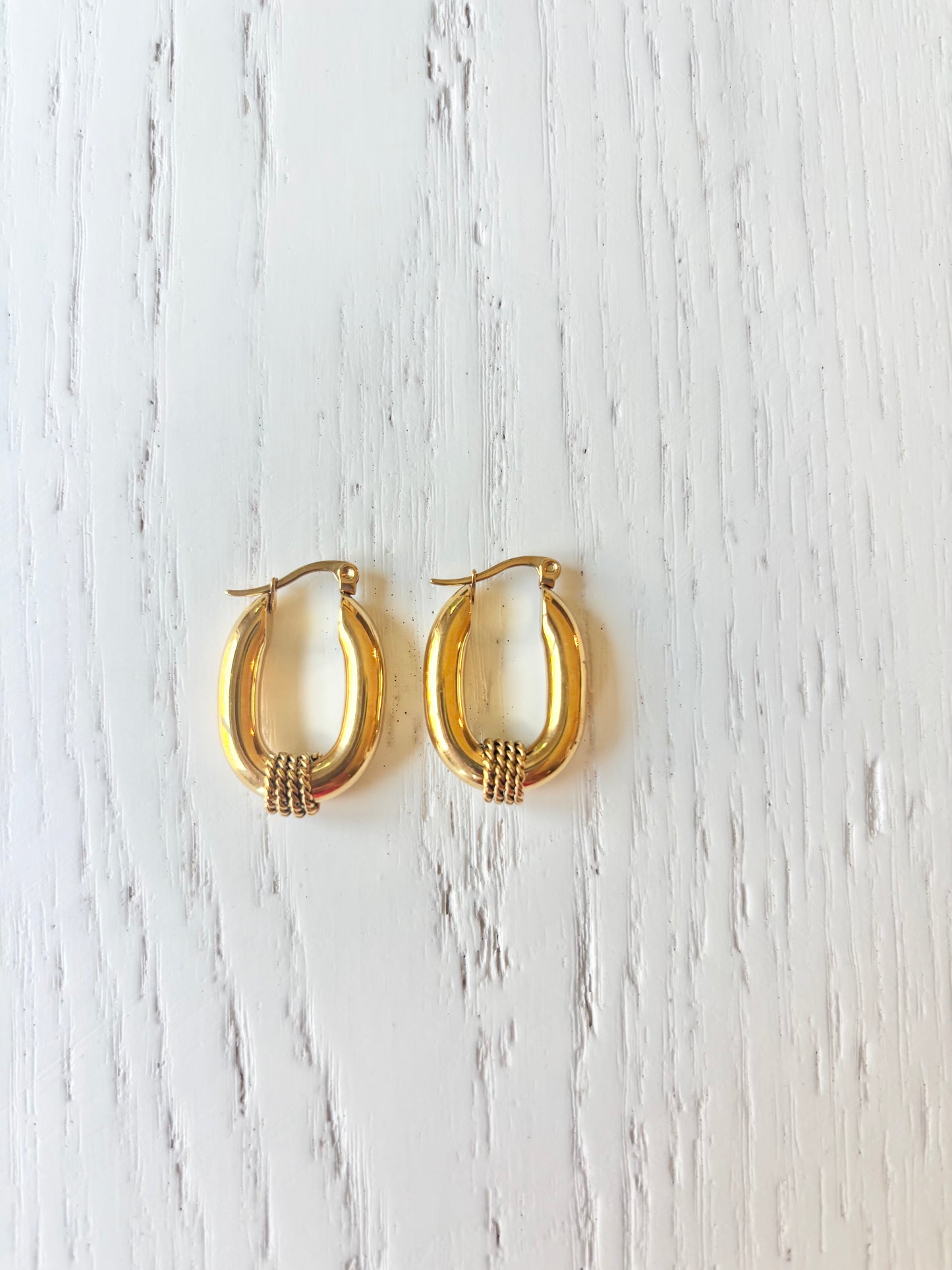 Oval rope detail earrings