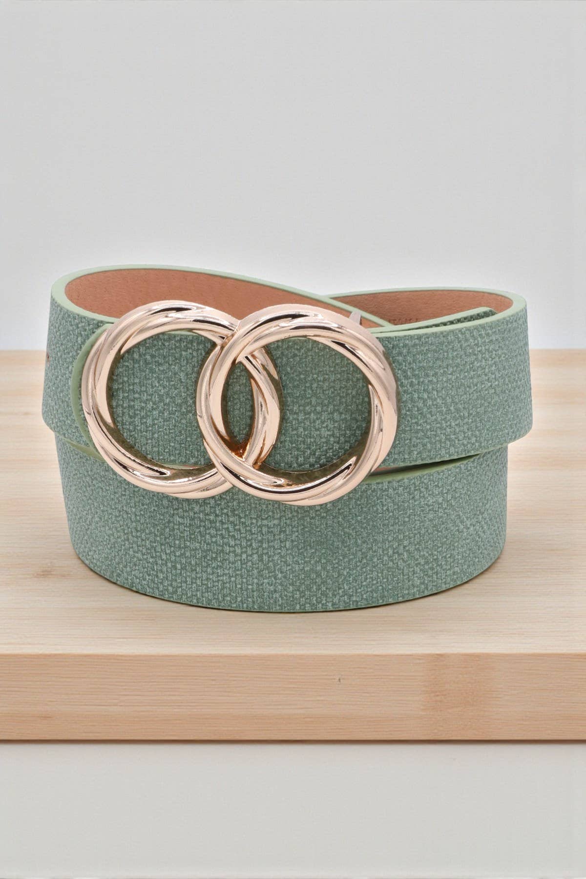 Double Twist Ring Buckle Textured Belt