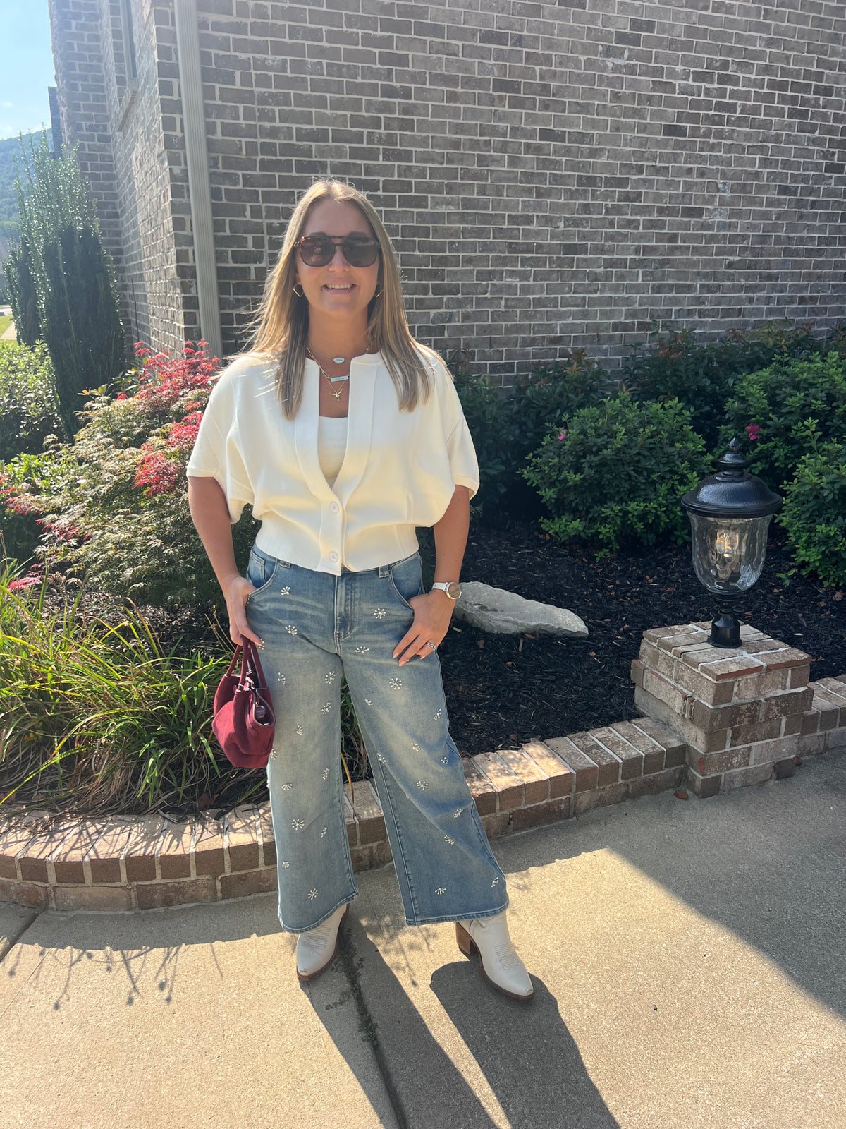 Bluestar Washed Denim with Bead Detail