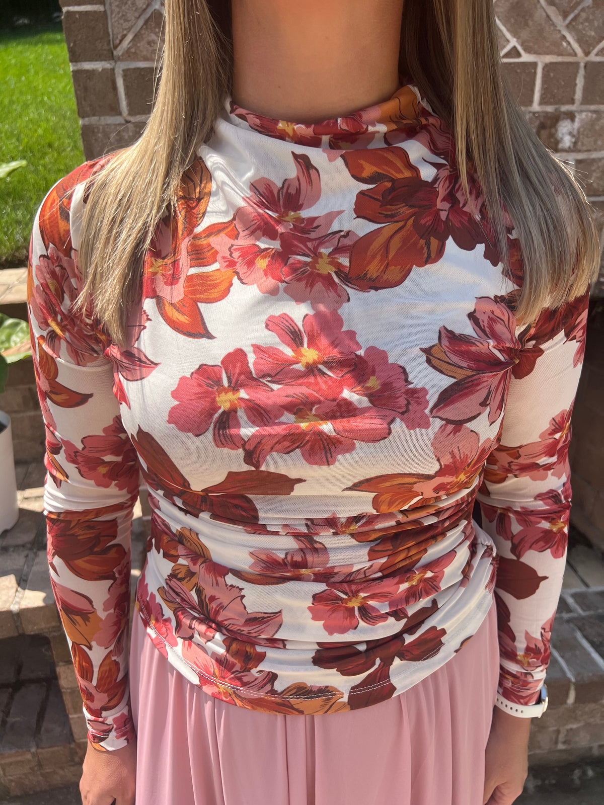 Dahlia Floral Woven Mesh Top