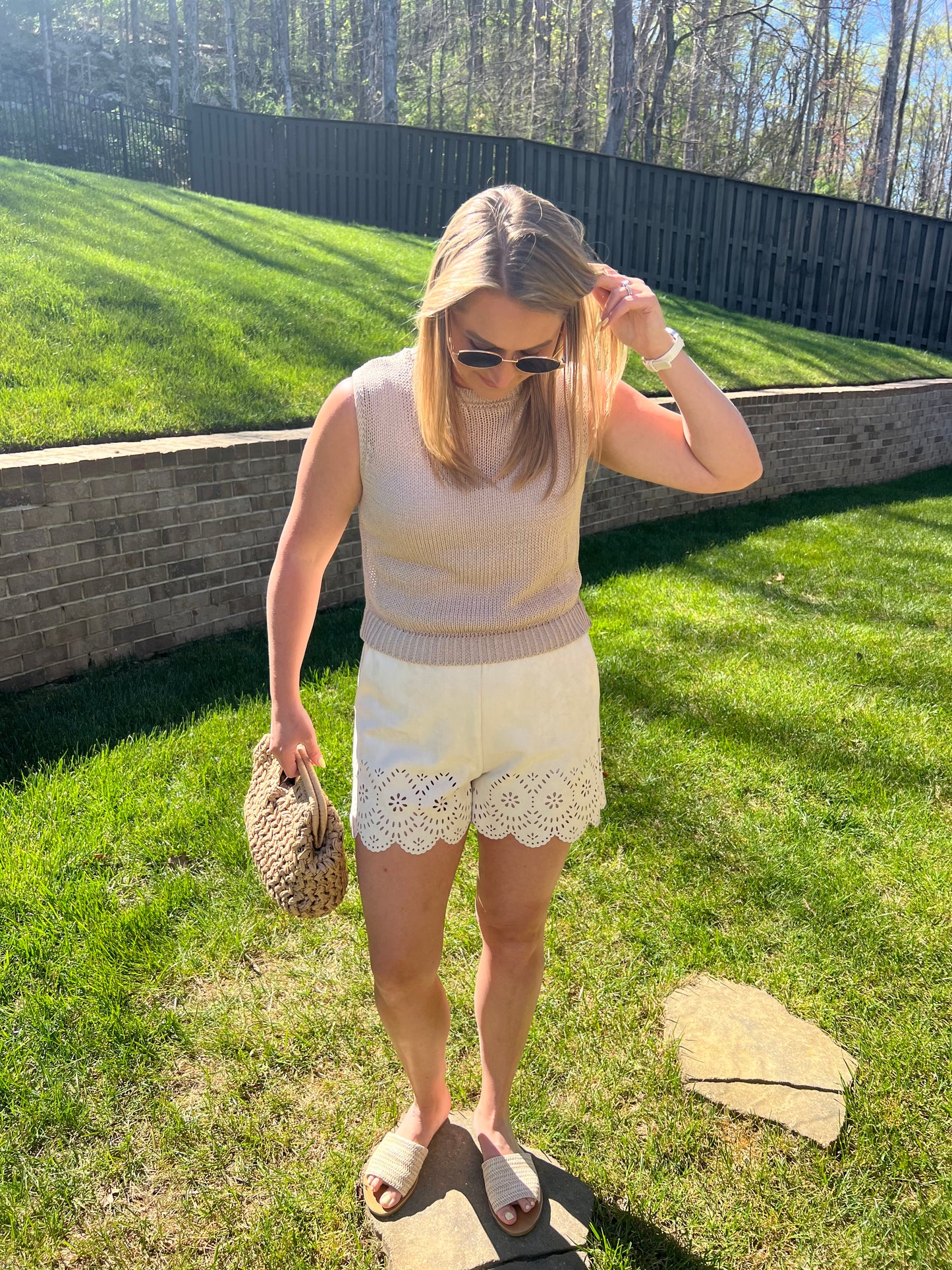 Foxglove sleeveless knit top