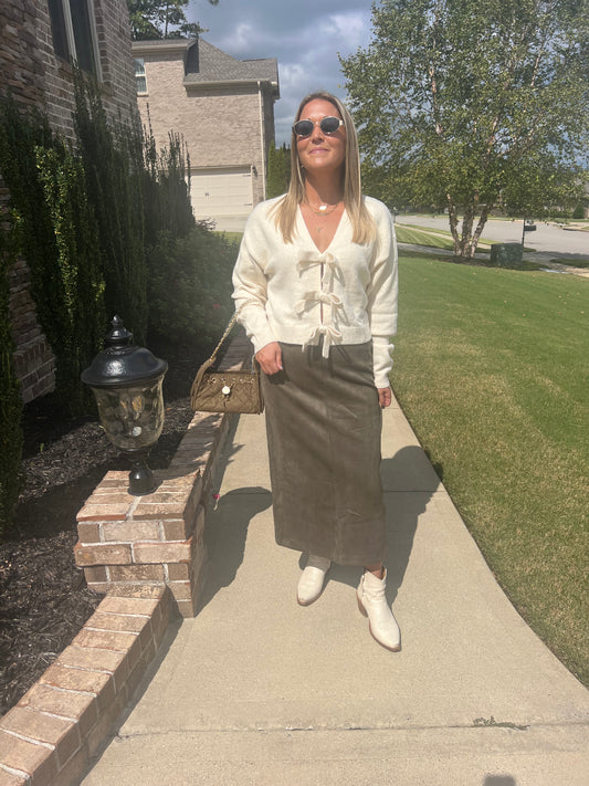 Pachysandra Suede Straight Skirt