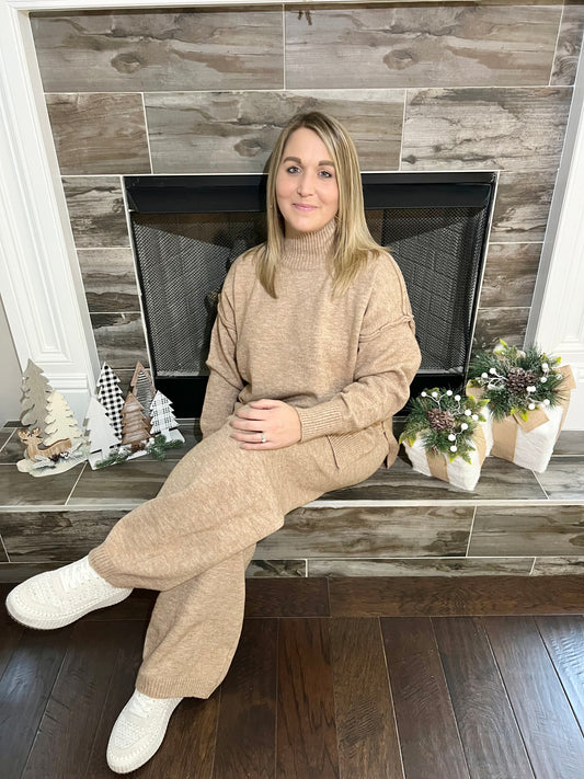 Golden Groundsel / Juniper Mock Neck Knit Set