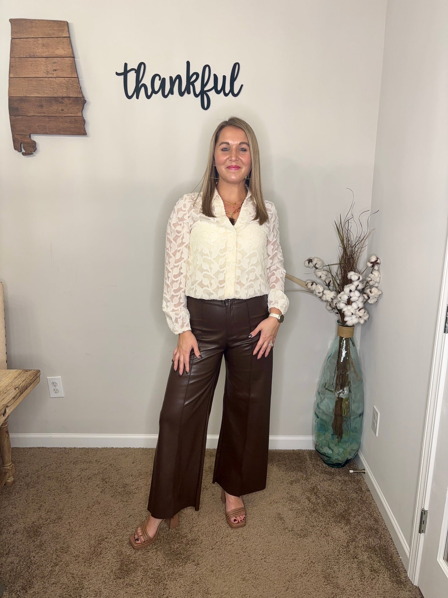 Crepe Myrtle Jacquard Burnout Blouse