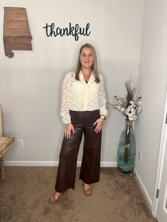 Crepe Myrtle Jacquard Burnout Blouse