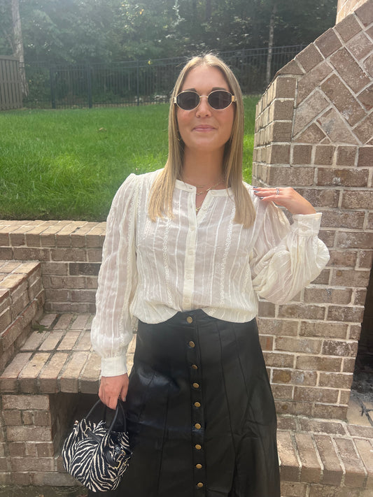 Oleander Embroidered & Sequin Accent Blouse