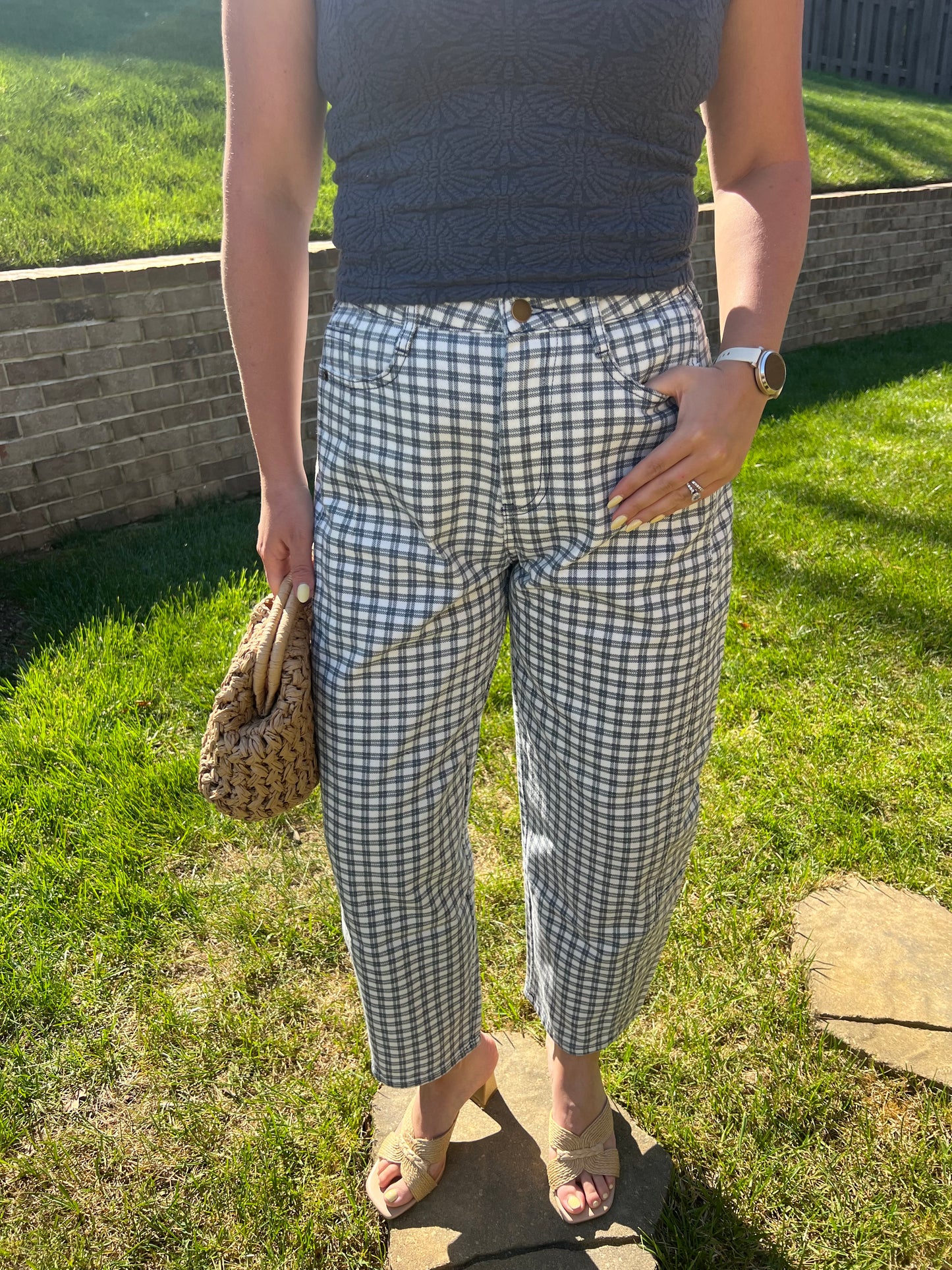 Siberian Squill Mini Checked Barrel Pants