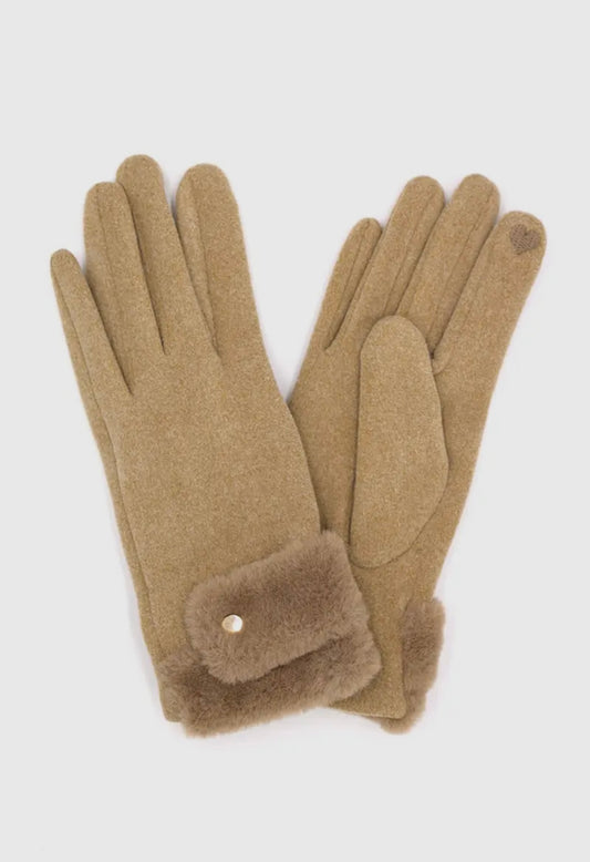 Faux Fur Cuff Smart Touch Gloves