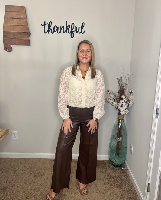 Jacaranda Pintuck Pleat Faux Leather Pant