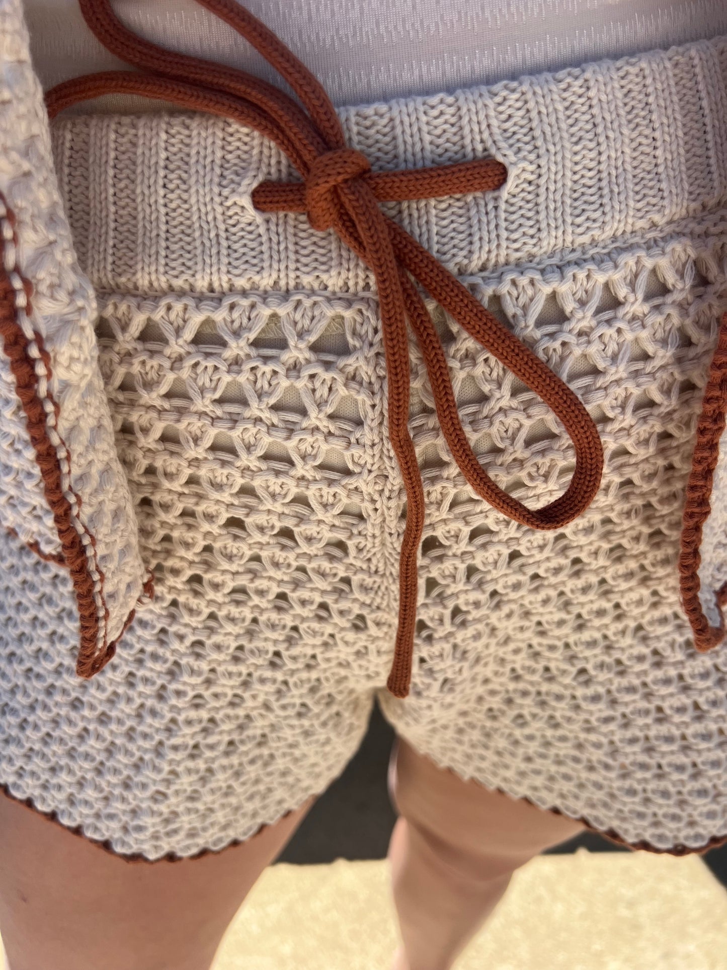 Capucine Color Stitch Crochet Shorts Set