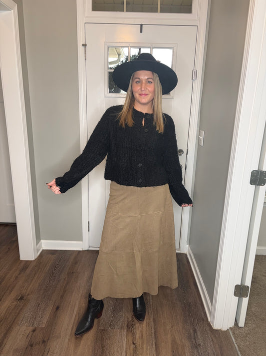 Black Oak Textured Knit Cardigan