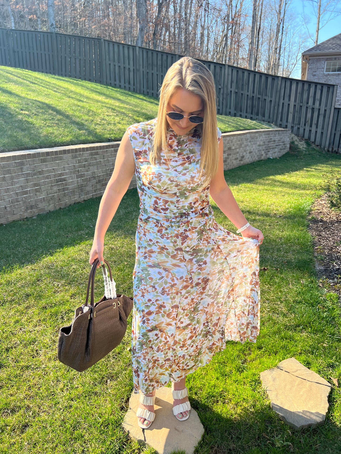 Caladium Floral Mesh Maxi Skirt