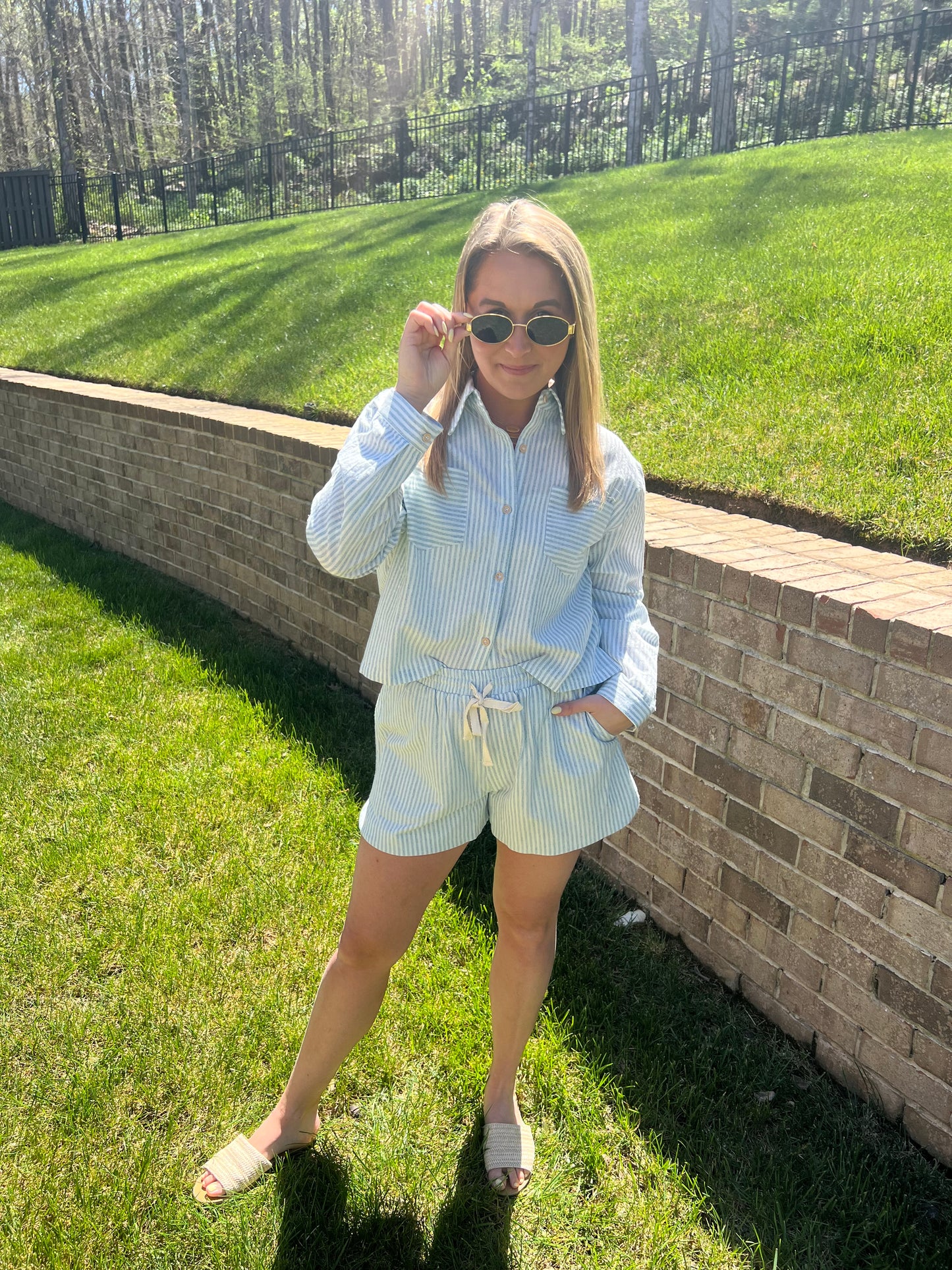 Lupine Linen Cropped Shirt and Shorts Sets