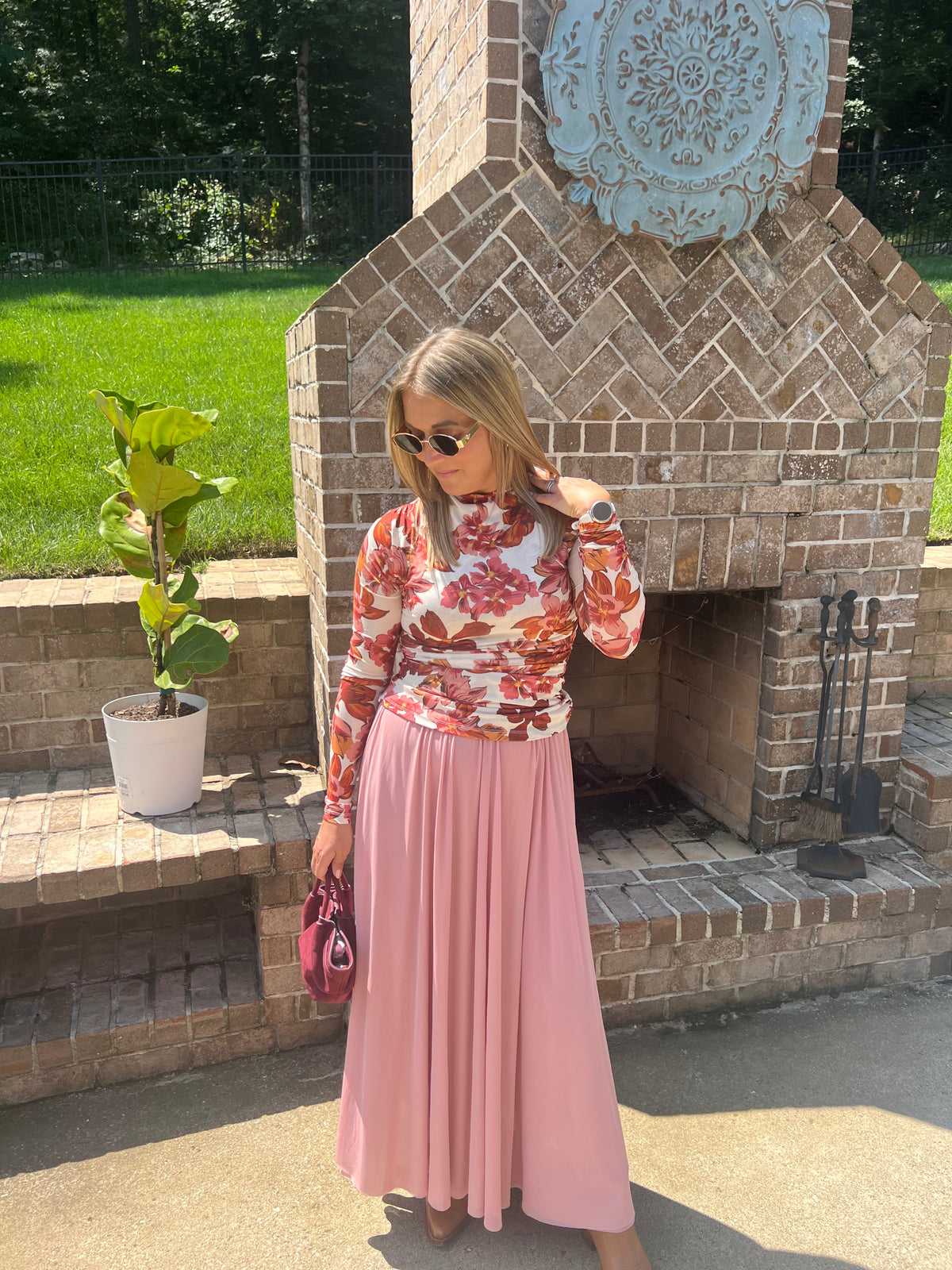 Dahlia Floral Woven Mesh Top