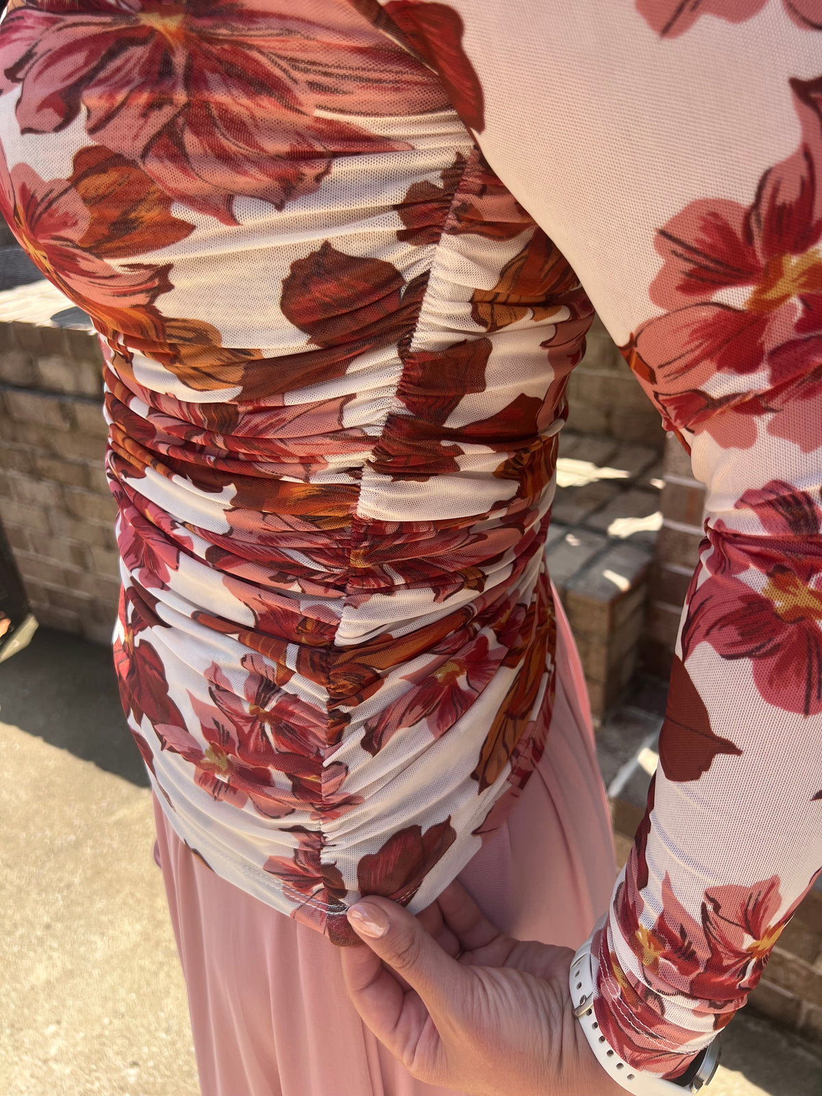 Dahlia Floral Woven Mesh Top