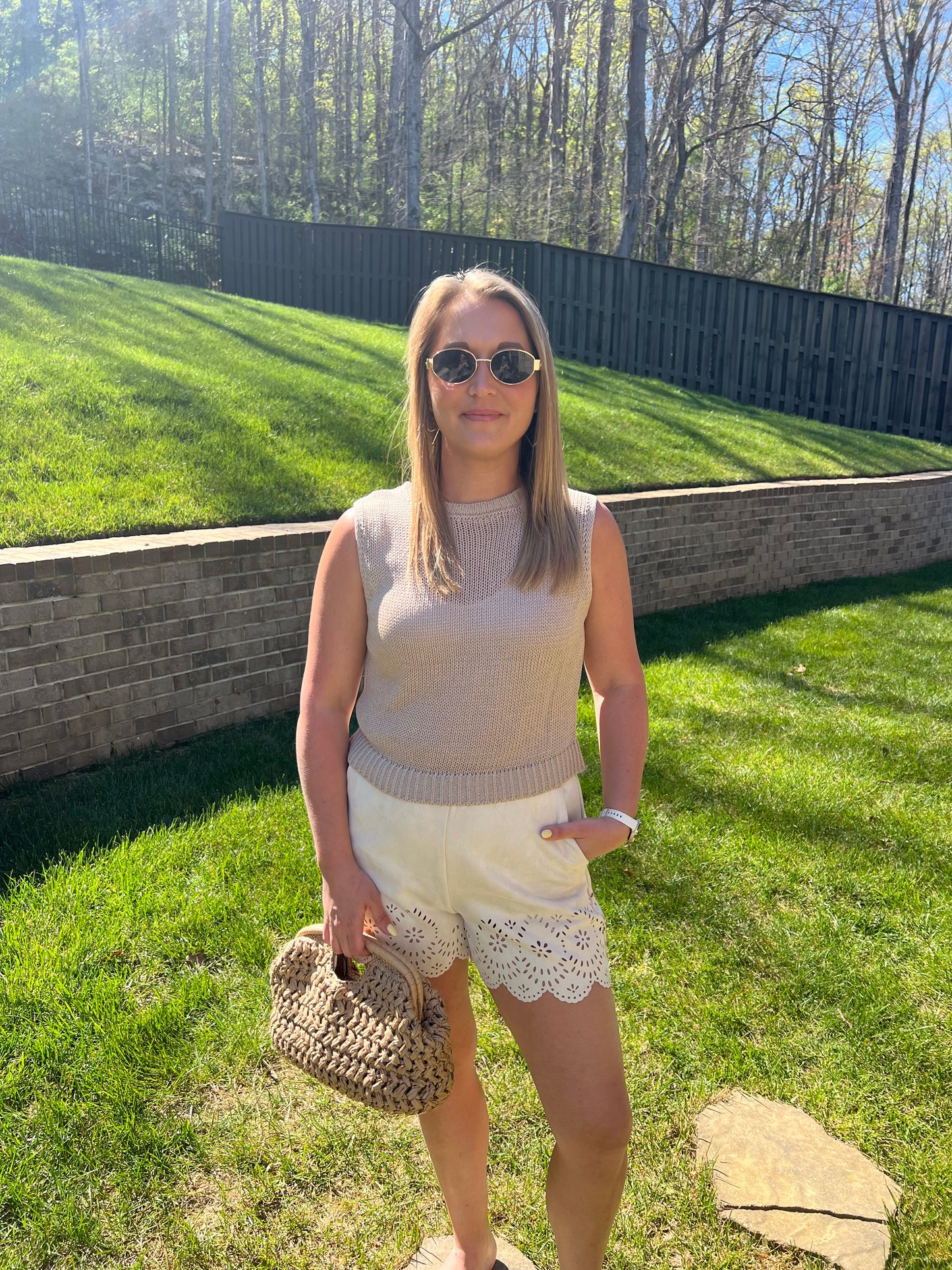 Foxglove sleeveless knit top