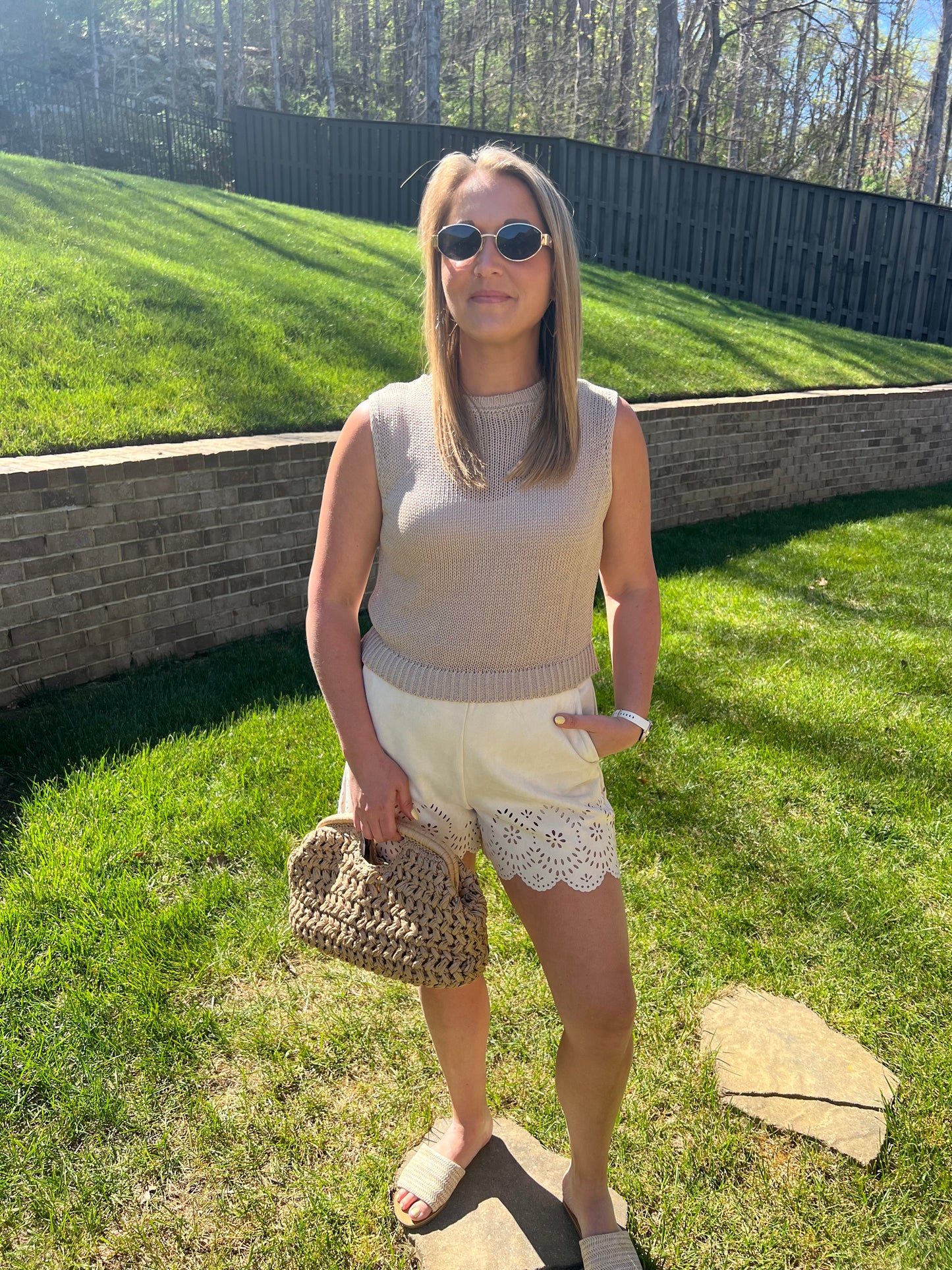 Foxglove sleeveless knit top