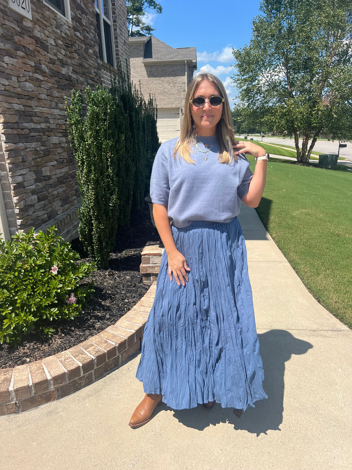 Lobelia Wedgewood Short Sleeve Sweater