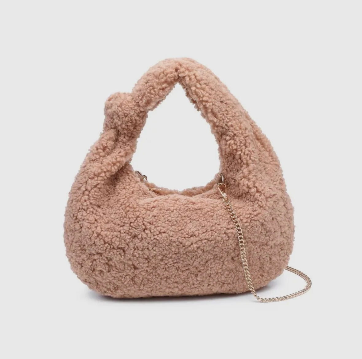 Abbey Knotted Handle Sherpa Hobo Bag