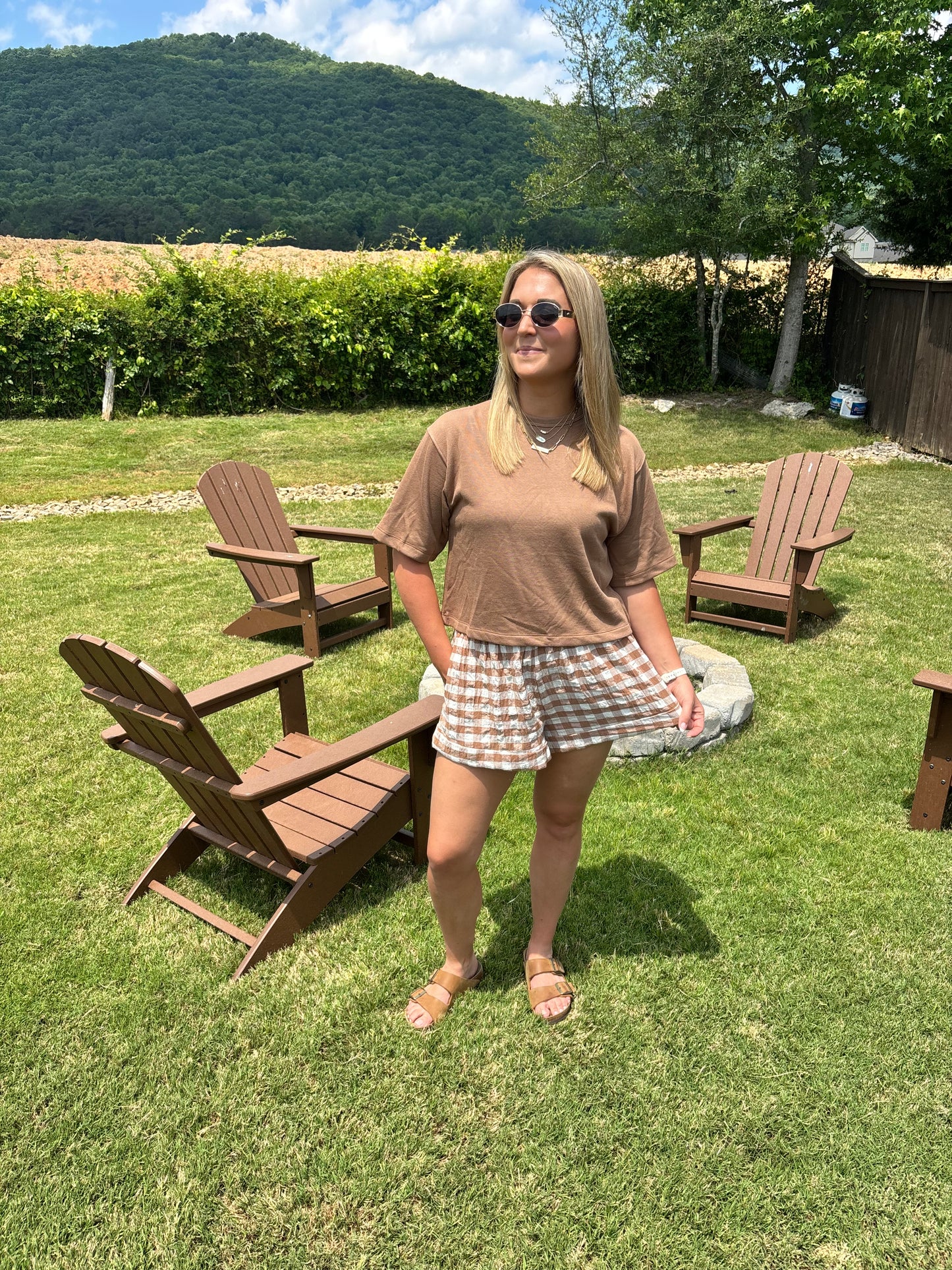Bracken Fern Gingham Check Shorts