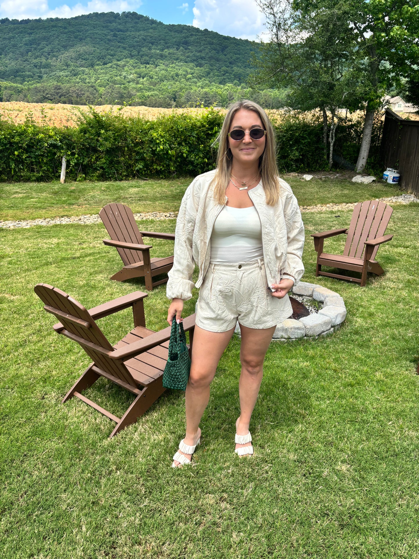 Honeysuckle Floral Jacquard Zip Up Jacket
