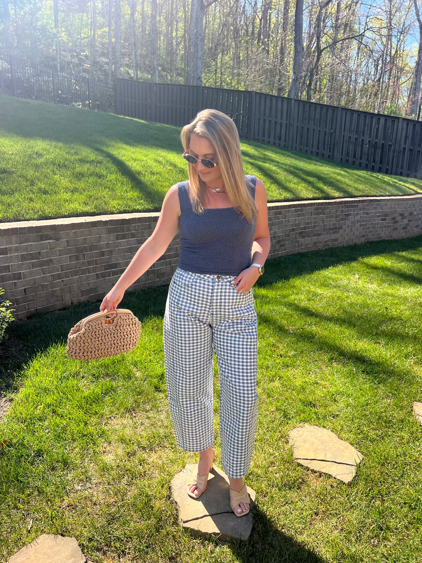 Siberian Squill Mini Checked Barrel Pants