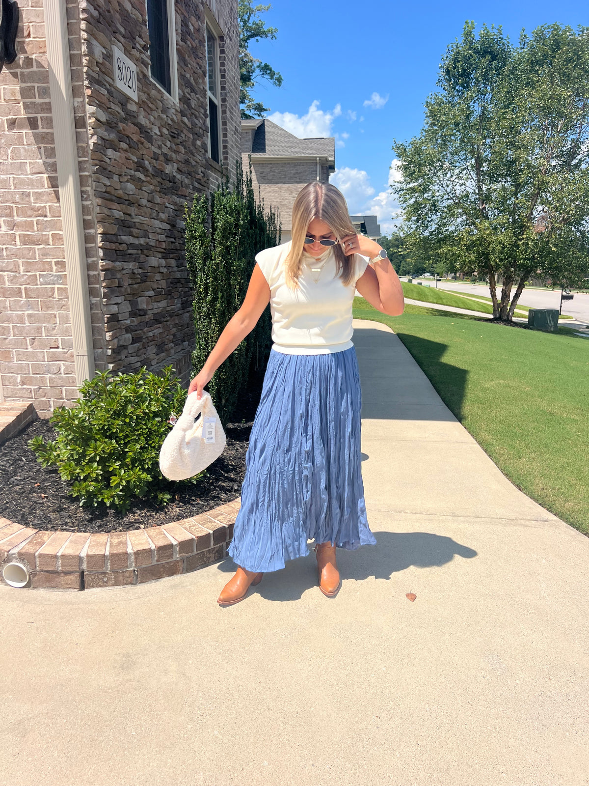 Salvia Crinkled Maxi Skirt